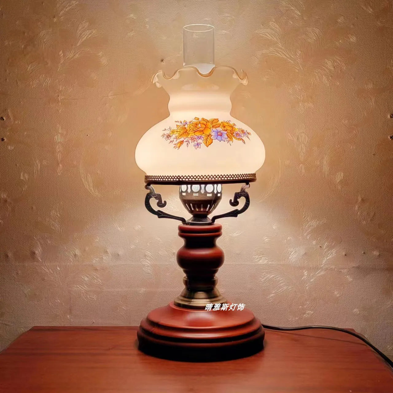 Afralia™ Vintage Solid Wood Desk Lamp for Living Room, Bedroom, and Study