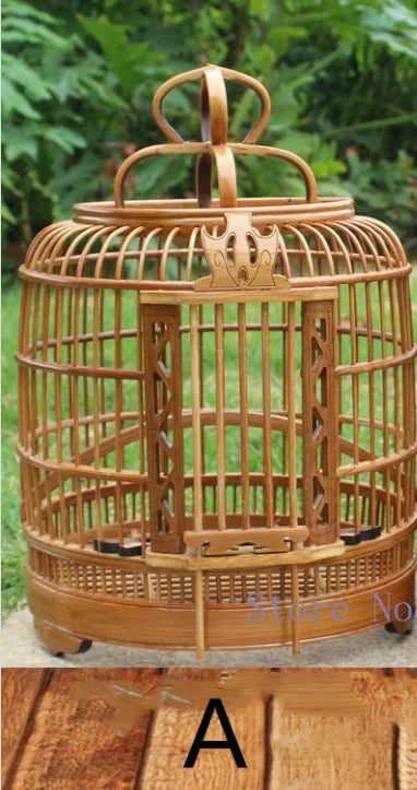 Afralia™ Small Bamboo Handmade Canary Birdcage Hanging Ornament Decoration