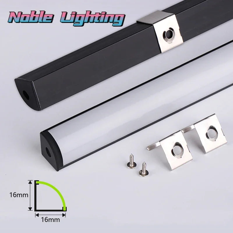 Afralia™ Black V LED Aluminum Profile with Milky Cover for Strip Light in Corner Cabinets