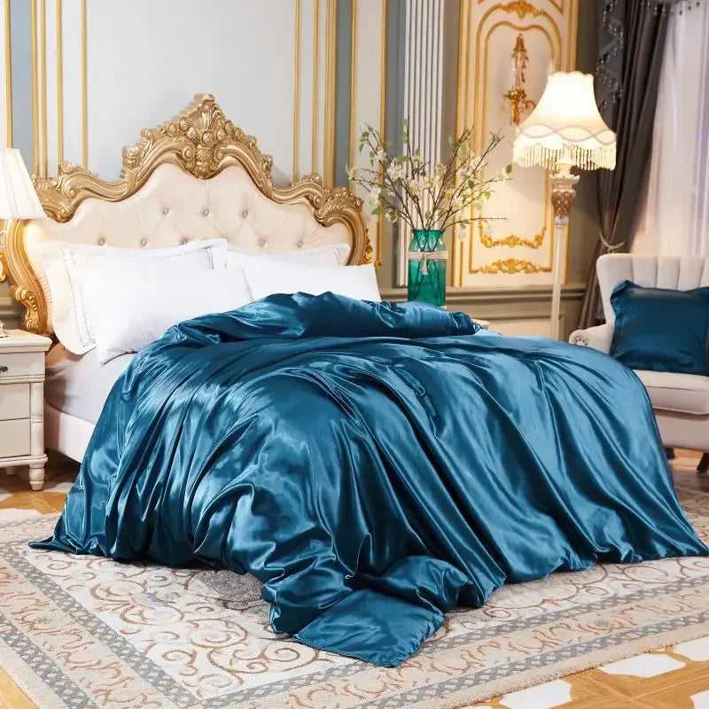 Afralia™ Mulberry Silky Queen Duvet Cover Smooth Luxury Satin King Size Blanket