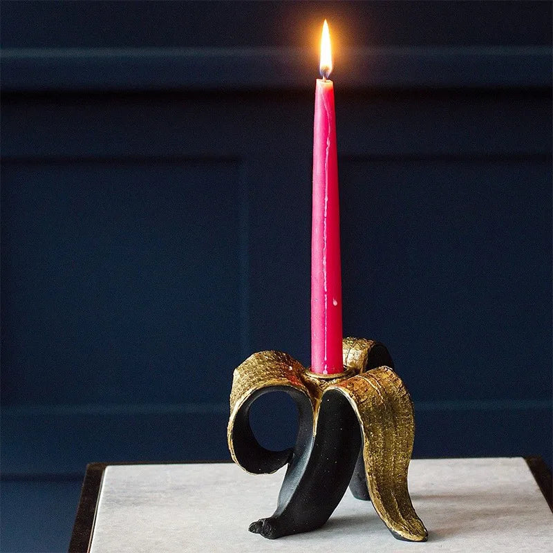 Afralia™ Golden Banana Candlestick Holder for Wedding Centerpieces and Home Decoration