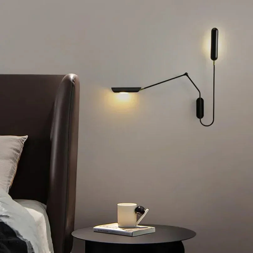 Afralia™ Industrial Adjustable LED Wall Lamp Bedside Reading Light - Black