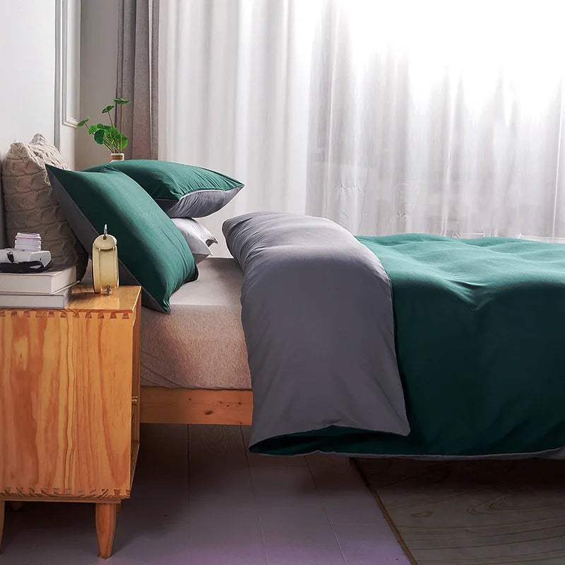 Afralia™ Solid Color Quilt Cover Set with Pillowcases, Full Queen King Size Bedclothes