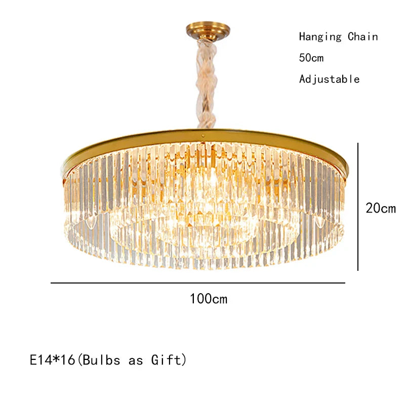Afralia™ Nordic Gold Crystal LED Chandelier for Dining Living Room Kitchen Home Decor