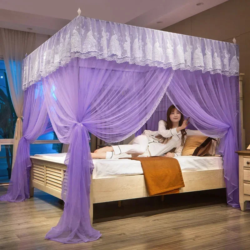 Afralia™ Square Princess Mosquito Net for Double Bed - Breathable Canopy Net