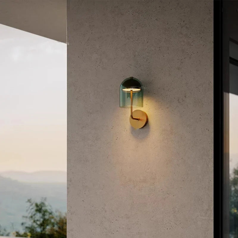 Afralia™ Blue Glass Wall Sconce Lamps | Designer Luxury Home Decor Light Fixture