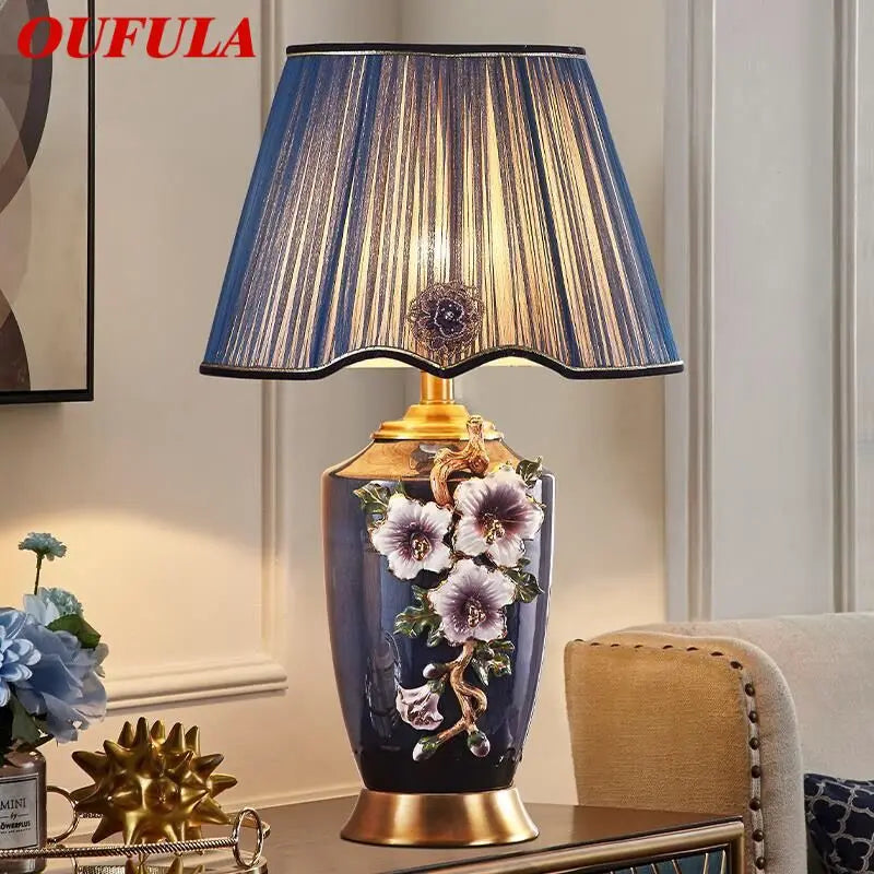 Afralia™ Luxury Brass Ceramics Table Lamp LED for Home Living Room Bedroom