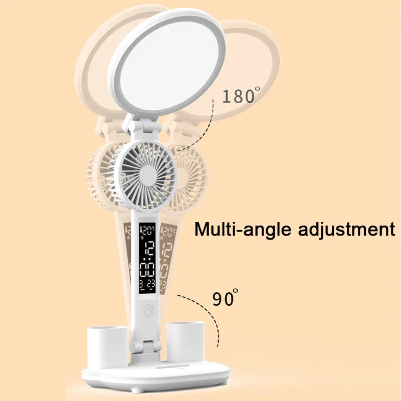 Afralia™ LED Desk Lamp with Fan, USB Rechargeable, Dimmable, Foldable, Eye Protection, Reading Light