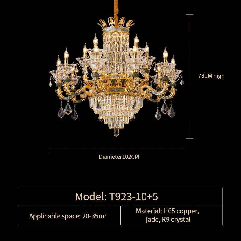 Afralia™ Luxe Crystal Chandelier: Elegant Copper Living Room Dining Candle Light
