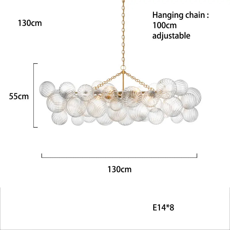 Afralia™ Glass Bubble Gold Chandelier LED Pendant Light for Dining Room