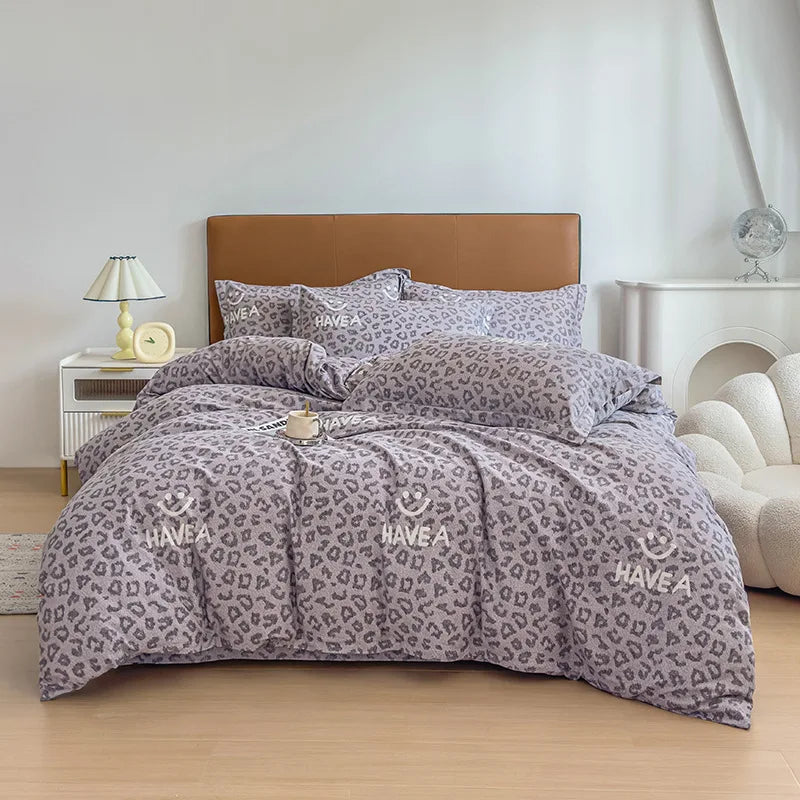 Afralia™ Luxury Cotton Printing Bedding Set - High Quality Cozy Double Quilt Cover Kit