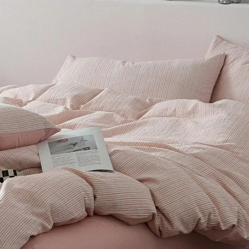 Afralia™ Nordic Cotton Jacquard Bedding Set: Super Soft Striped Duvet Cover Kit