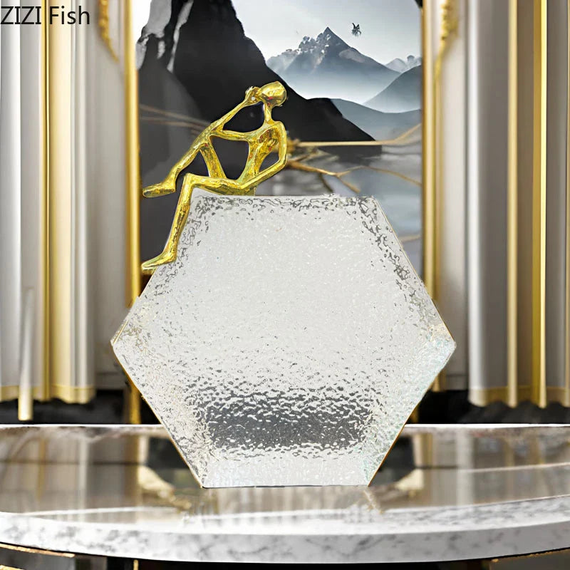 Afralia™ Golden Figures Sculpture: Modern Desk Ornament for Room Aesthetics