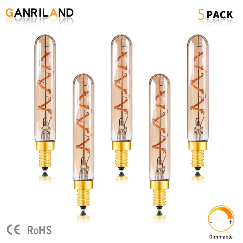 Afralia™ Vintage Amber Glass Bulb, Dimmable 3W LED Tube Light, E12 E14 2200K Filament