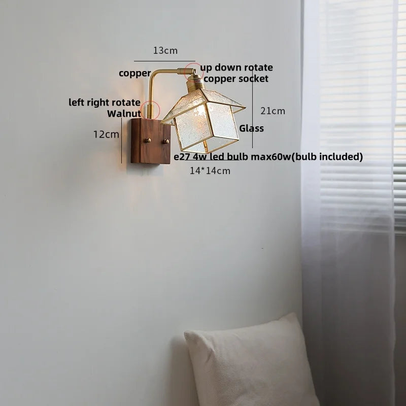 Afralia™ Vintage LED Wall Lamp Sconce with Rotatable Glass Shade & Pull Chain Switch