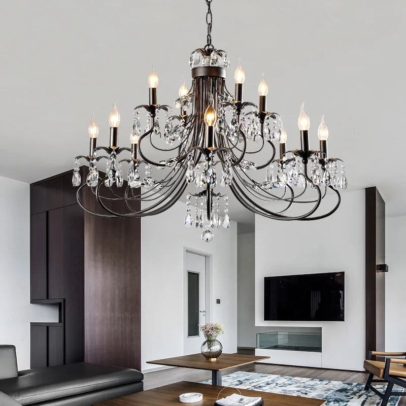 Afralia™ Nordic Crystal Flower LED Chandelier - Luxury Minimalist Retro Light Fixtures
