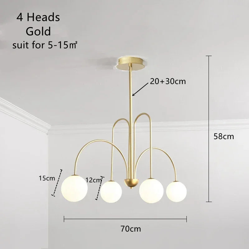 Afralia™ Glass Ball LED Chandelier for Indoor Decor Lighting
