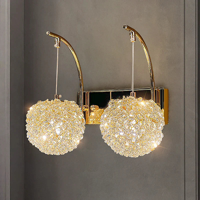 Afralia™ Crystal Wall Sconce | Modern Designer Copper Wall Lamp for Home Decor Lighting