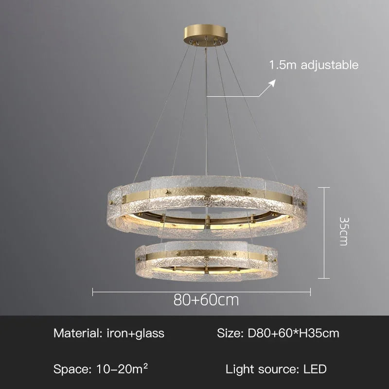 Afralia™ Gold Metal Round Glass Chandeliers for Living Dining Room Décor