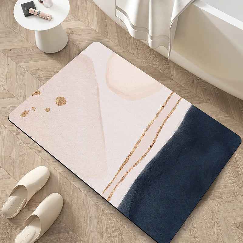 Afralia™ Nordic Abstract Diatom Ooze Toilet Mat - Super Absorbent, Anti-slip Bathroom Rug