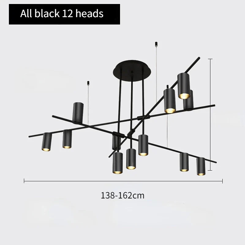 Scandinavian Style Kitchen Chandelier Black and Gold Afralia™ Designer Lamp