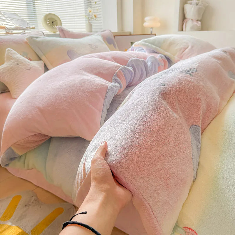 Afralia™ Snowflake Velvet Single Duvet Cover | Cozy Winter Bedding