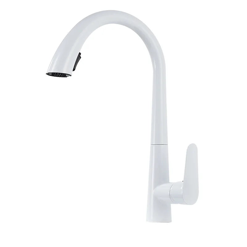 Afralia™ Brushed Gold Kitchen Sink Faucet with Pull Out Spring Spout