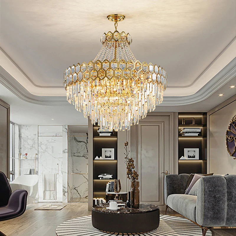 Afralia™ Nordic Gold Crystal Chandelier for Home Decor Living Room Decoration