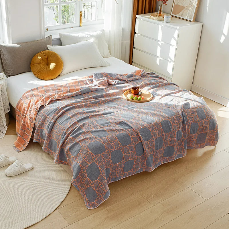 Afralia™ Nordic Cotton Gauze Throw Blanket for Sofa Bed, Boho Style Comforter Plaid
