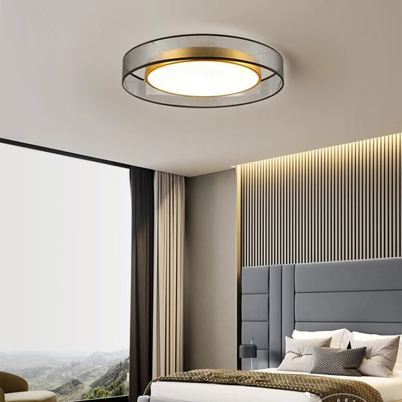 Afralia™ Round LED Ceiling Lamp for Living Room, Dimmable Bedroom Chandelier & Kitchen Lights