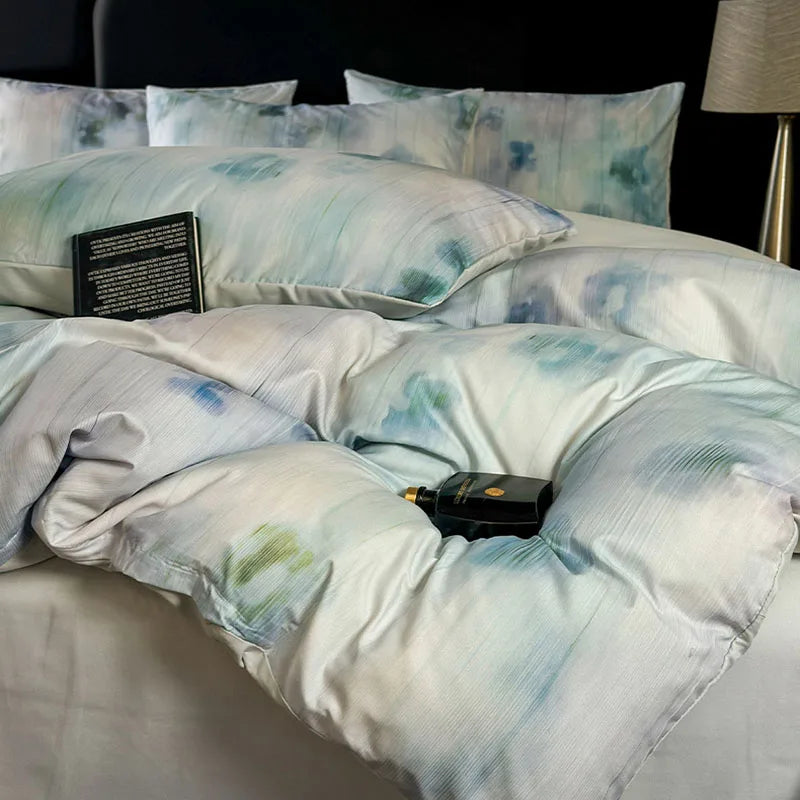 Afralia™ Silky Bedding Set with Digital Print for King Queen Bed - 4 Piece Set