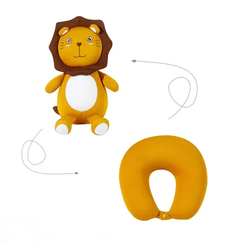 Afralia™ Cute Plush Animal Neck Pillow for Comfortable Travel & Office Rest