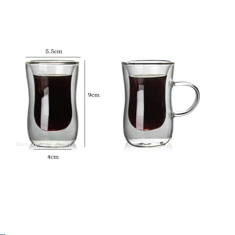 Afralia™ Double Glass Insulated Tea Cup Set - 80ml European Design