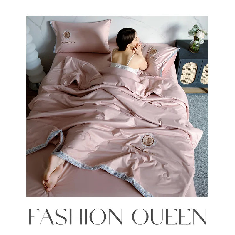 Afralia™ Summer Ice Rayon Cooling Quilted Queen Blanket - Silky Breathable Comforter