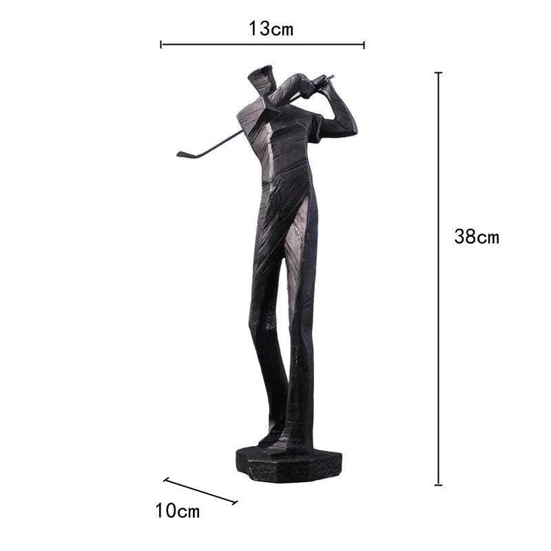 Afralia™ Golf Player Sculpture Abstract Human Body Figure Statue Resin Decor Figurine