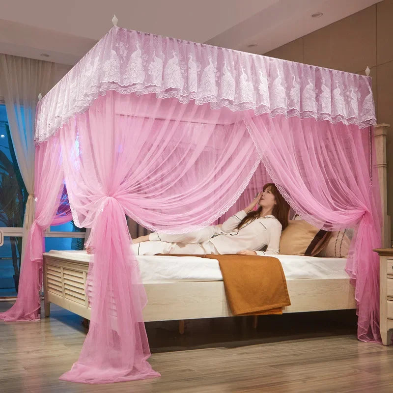 Afralia™ Square Princess Mosquito Net for Double Bed - Breathable Canopy Net