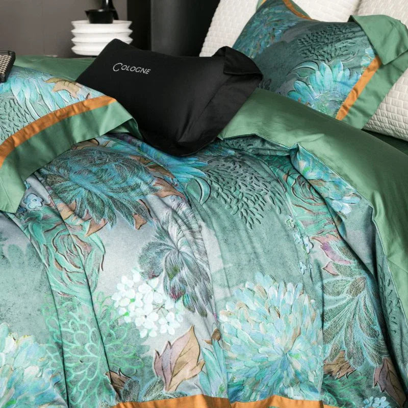 Afralia™ Egyptian Cotton Luxury Bed Linens Queen King Ru Size Bedding Set