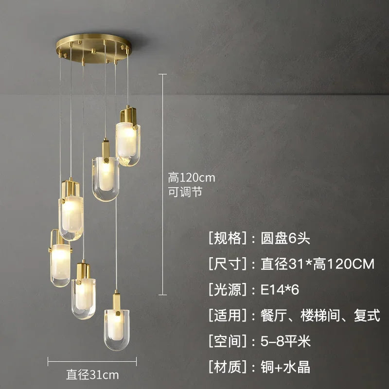 Afralia™ Crystal Loft Chandelier for Staircase, Living Room, and Apartment Luxe Lighting