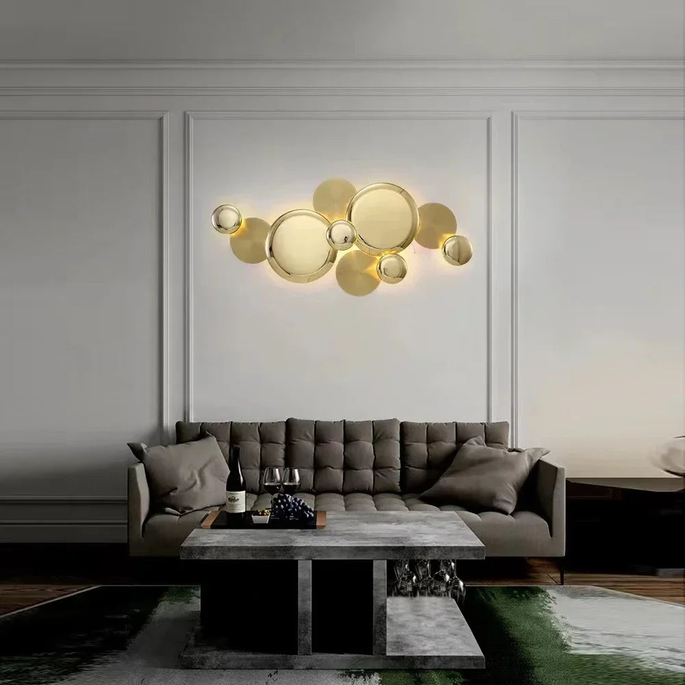 Afralia™ Postmodern LED Copper Disc Wall Lamp for Luxury Home Interior Lighting