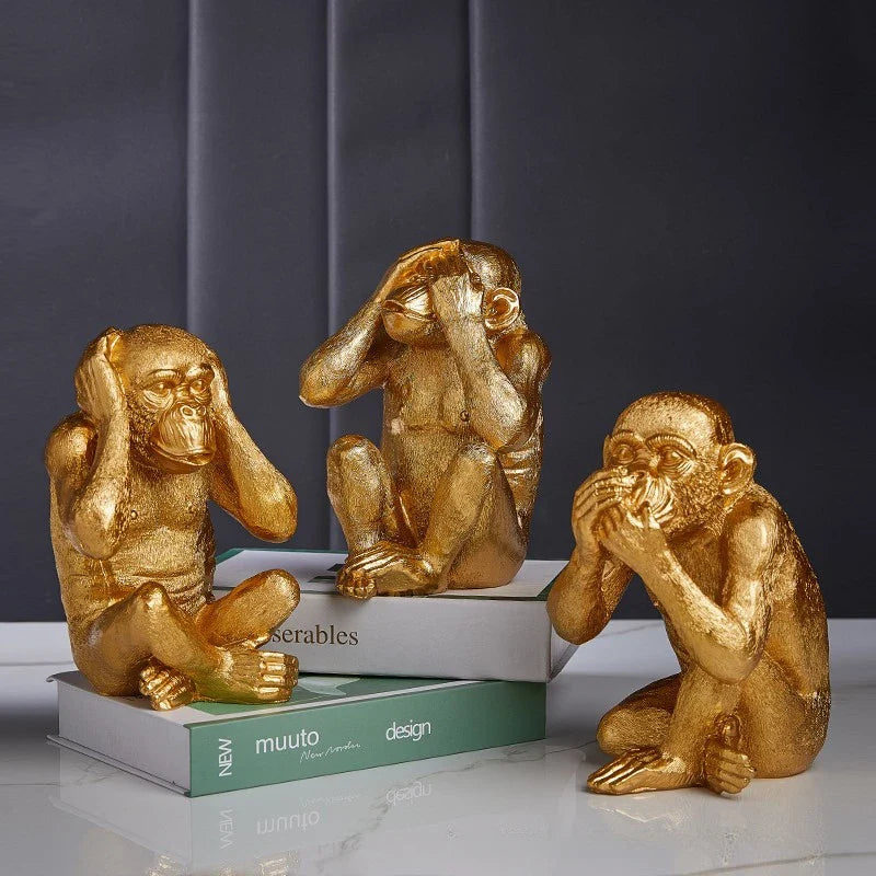 Afralia™ Golden Monkey Sculpture: Artisanal Baboon Decorative Figurine for Home Decor