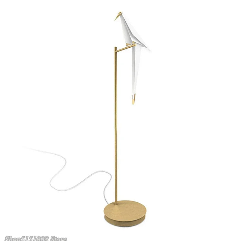 Afralia™ Bird Origami Floor Lamp | Nordic Gold Bedroom Living Room Study Reading Light