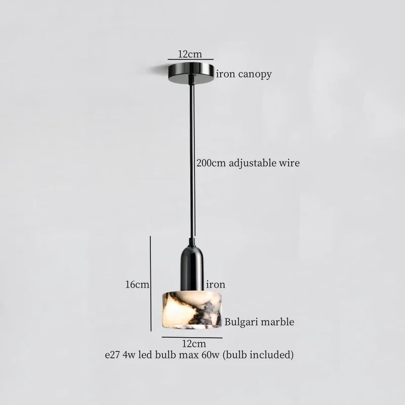Afralia™ Iron Marble LED Pendant Light Fixture Modern Hanging Lamp Interior Decor