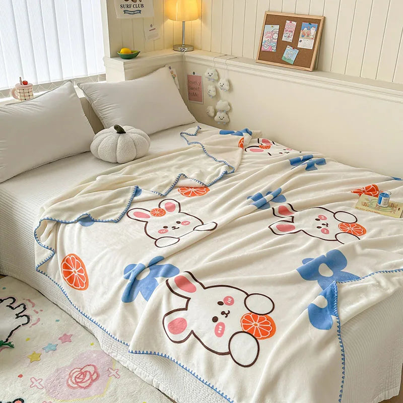 Afralia™ Cozy Milk Velvet Blanket: Cute Pattern, Warm, Multi-Functional Sofa & Travel Shawl