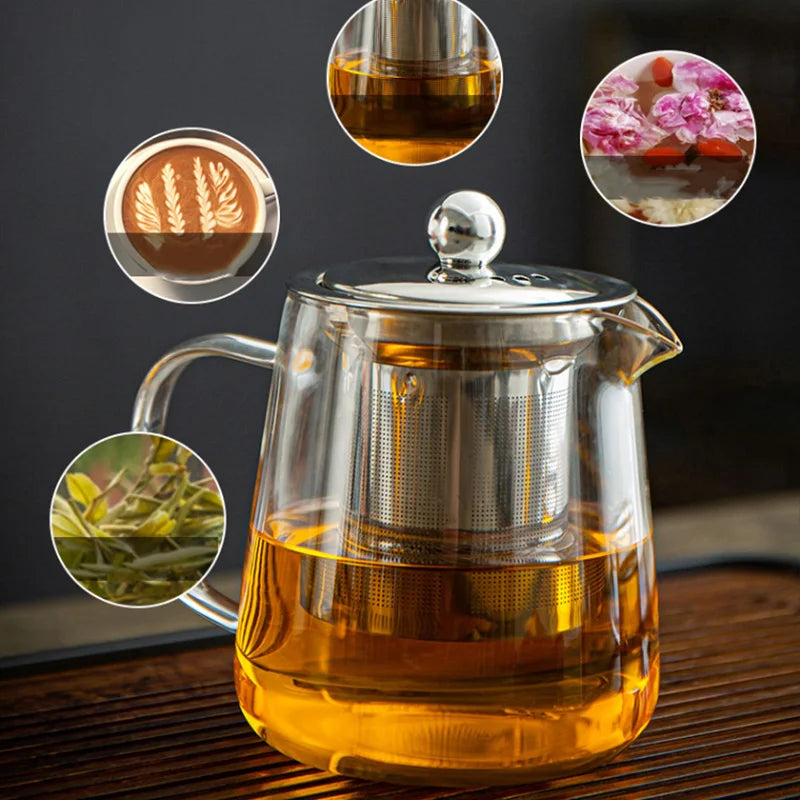 Afralia™ Glass Teapot: High Quality Heat Resistant Kung Fu Tea Set for Puer Tea & Coffee