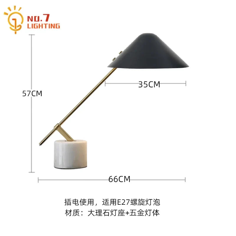 Afralia™ Marble Base LED Table Lamp Black/White, Minimalist Design for Home Office Bedroom