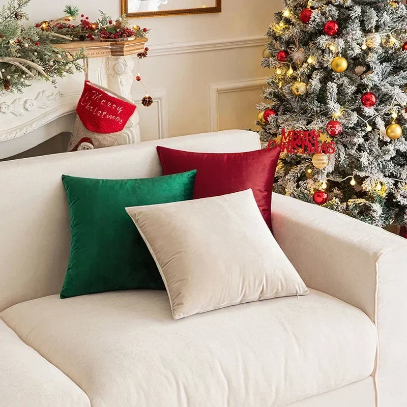 Afralia™ Ruffled Edge Patchwork Velvet Pillow Covers Set for Festive Home Decor