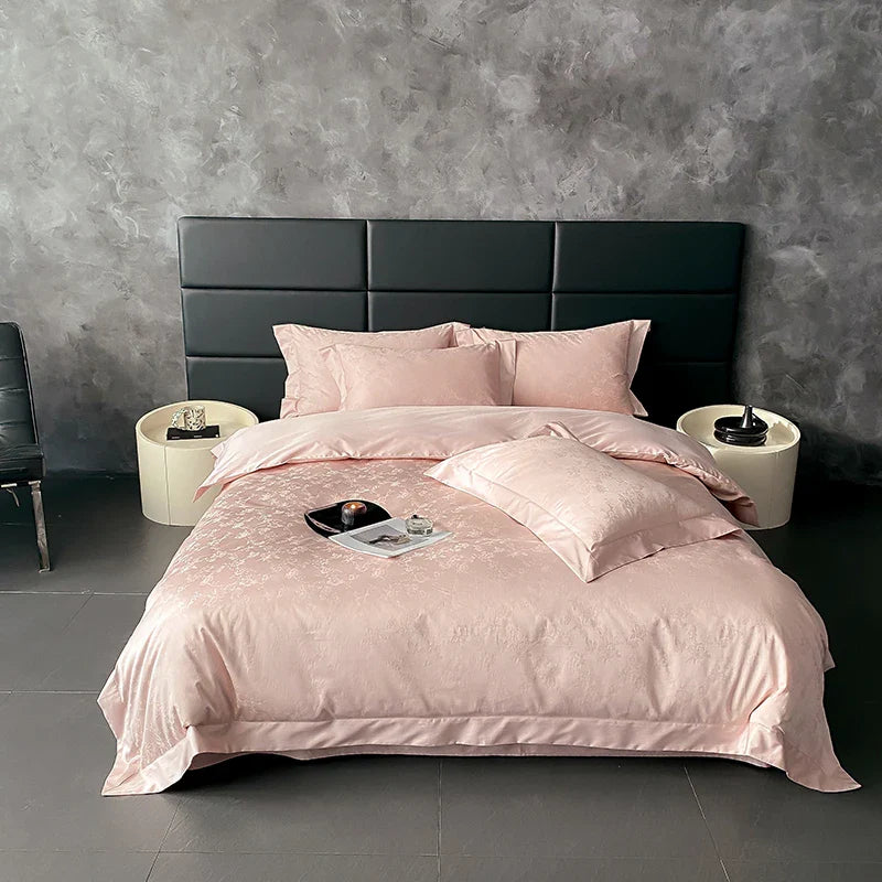 Afralia™ Satin Jacquard Bedding Set, Luxury Purple Flowers, Duvet Cover, Bed Sheet