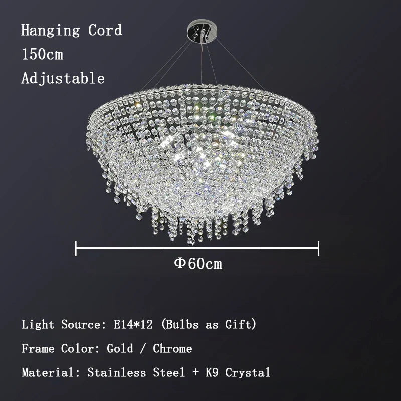 Afralia™ Chrome Crystal LED Ceiling Chandelier for Luxe Dining Room
