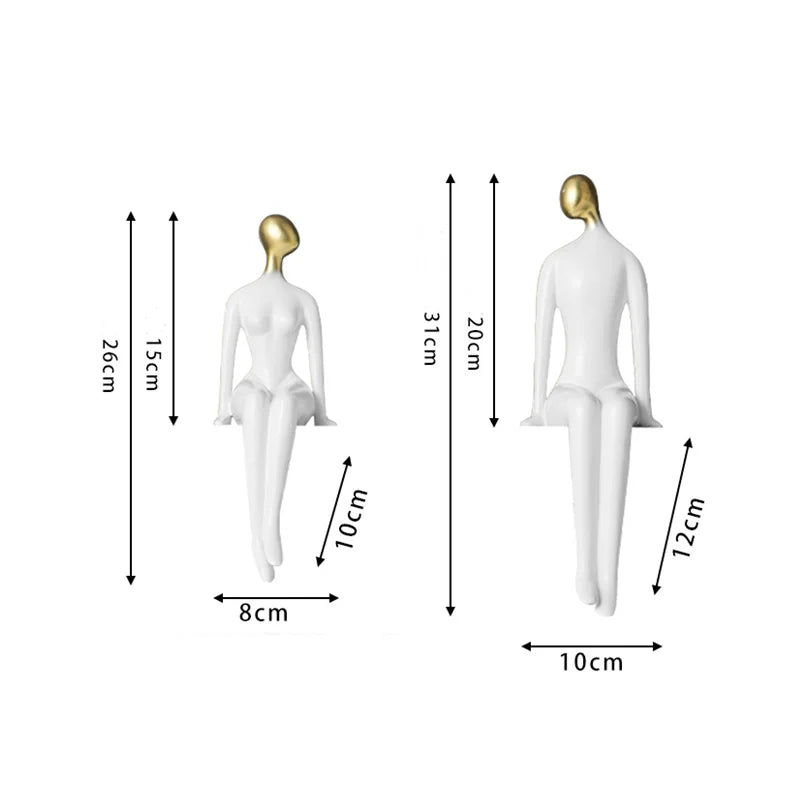 Afralia™ Resin Abstract Couple Sculpture Decorative Figurine Ornament