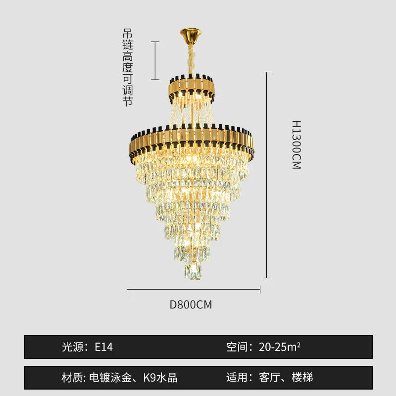 Afralia™ Crystal Chandelier for Duplex Villa Hotel Club Banquet Hall Engineering Lighting